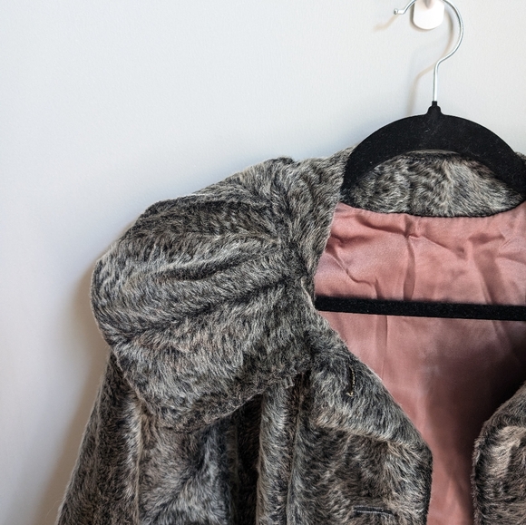 Vintage large gray wool (faux fur) jacket - Picture 4 of 4
